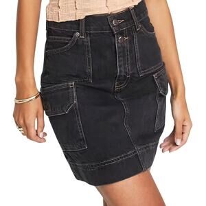 Topshop Washed Black Cargo Denim Utility Y2K Style Mini Skirt size 2 NEW Tags
